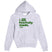 Gray hoodie with green text 'I am fearfully made. God' on a white background